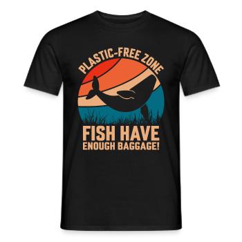 Plastic-Free Zone Fish Have enough Baggage - Men's T-Shirt - black - Front - AI Model Male 178 light (178cm)