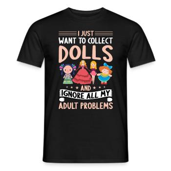 Sammlerpuppe Porzellanpuppe Antike - Männer T-Shirt - Schwarz - Vorne - AI Model Male 178 light (178cm)