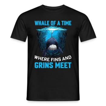 Wal einer Zeit, in der sich Flossen und Grinsen treffen - Männer T-Shirt - Schwarz - Vorne - AI Model Male 178 light (178cm)