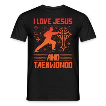 I love Jesus and Taekwondo - Men's T-Shirt - black - Front - AI Model Male 178 light (178cm)