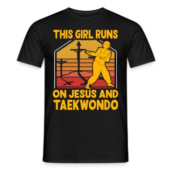 This Girl runs on Jesus and Taekwondo - Men's T-Shirt - black - Front - AI Model Male 178 light (178cm)