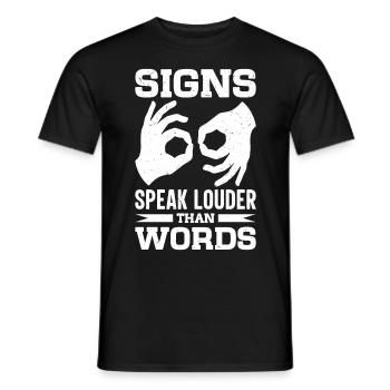 Deaf-mute sign language - Men's T-Shirt - black - Front - AI Model Male 178 light (178cm)