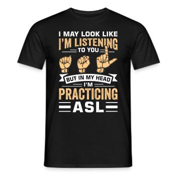 Deaf-mute sign language - Men's T-Shirt - black - Front - AI Model Male 178 light (178cm)