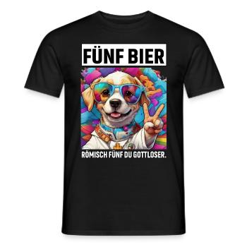 Funny Dog Five Beer Roman Five You Godless - Men's T-Shirt - black - Front - AI Model Male 178 light (178cm)