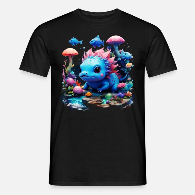 Axolotl - Männer T-Shirt - Schwarz