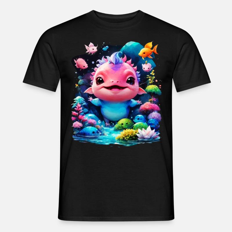 Axolotl - Männer T-Shirt - Schwarz