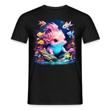Axolotl - Men's T-Shirt - black - Front - AI Model Male 178 light (178cm)