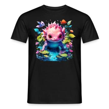 Axolotl - Men's T-Shirt - black - Front - AI Model Male 178 light (178cm)