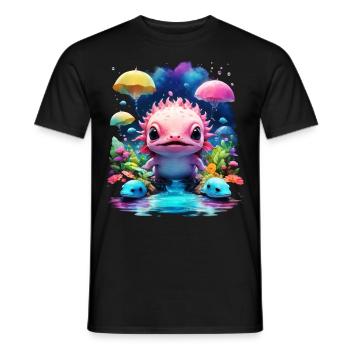 Axolotl - Männer T-Shirt - Schwarz - Vorne - AI Model Male 178 light (178cm)