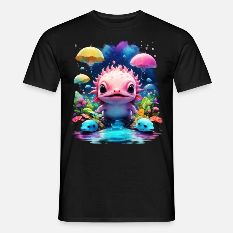 Axolotl - Männer T-Shirt - Schwarz