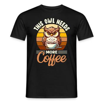 Mürrische Eule Mit Kaffee-morgenstimmung - Männer T-Shirt - Schwarz - Vorne - AI Model Male 178 light (178cm)