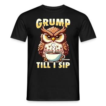 Mürrische Eule Mit Kaffee-morgenstimmung - Männer T-Shirt - Schwarz - Vorne - AI Model Male 178 light (178cm)