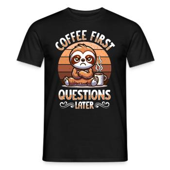 Mürrisches Faultier Mit Kaffee-morgenstimmung - Männer T-Shirt - Schwarz - Vorne - AI Model Male 178 light (178cm)