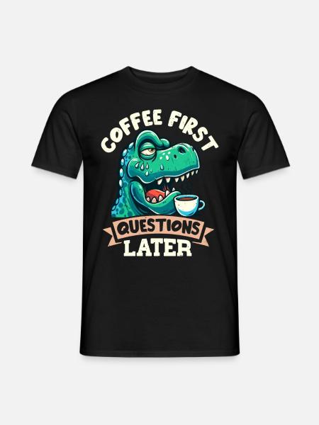 Grumpy Trex Dinosaur With - Men's T-Shirt - black