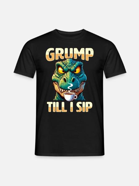 Grumpy Trex Dinosaur With - Men's T-Shirt - black