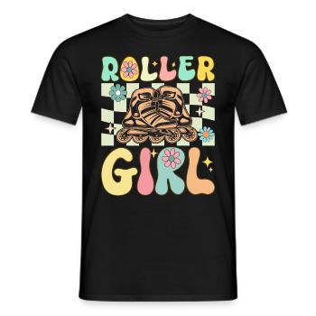 Groovy Roller Skating Girl Weibliche Rollschuhläuf - Männer T-Shirt - Schwarz - Vorne - AI Model Male 178 light (178cm)
