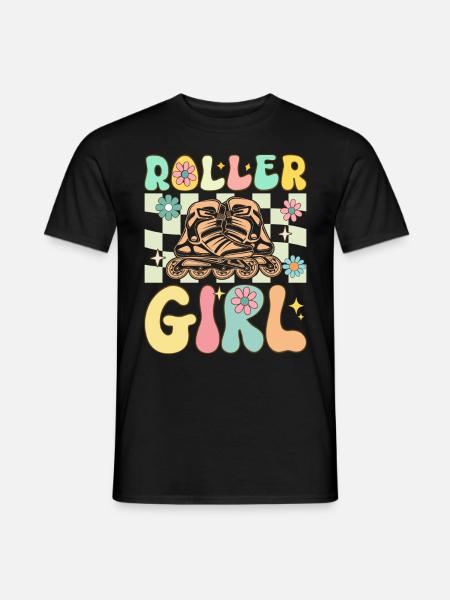 Groovy Roller Skating Girl Female Roller Skating - Men's T-Shirt - black