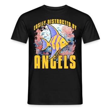 Facilement distrait par les anges - T-shirt homme - noir - Devant - AI Model Male 178 light (178cm)