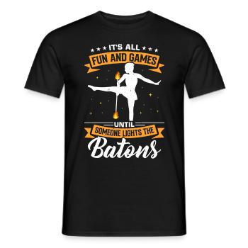 Bâton de feu Danse du feu Danseur de feu Danseur de feu - T-shirt homme - noir - Devant - AI Model Male 178 light (178cm)