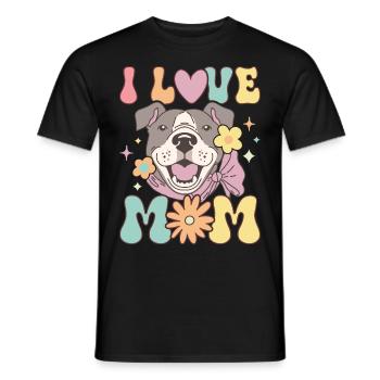Groovy Pitbull Maman Amoureuse des chiens - T-shirt homme - noir - Devant - AI Model Male 178 light (178cm)