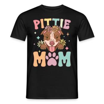 Groovy Pitbull Mom Female Dog Lover - Men's T-Shirt - black - Front - AI Model Male 178 light (178cm)