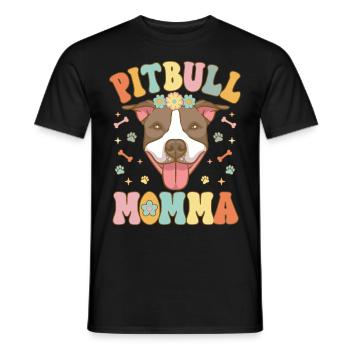 Groovy Pitbull Mom Female Dog Lover - Men's T-Shirt - black - Front - AI Model Male 178 light (178cm)