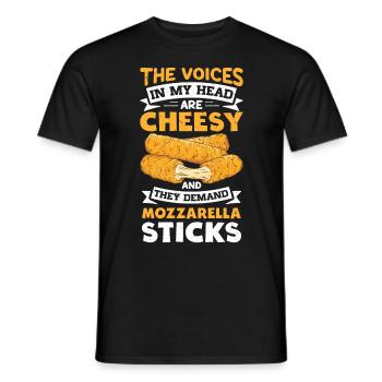 Bâtonnets de mozzarella au fromage - T-shirt homme - noir - Devant - AI Model Male 178 light (178cm)