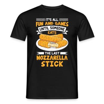Bâtonnets de mozzarella au fromage - T-shirt homme - noir - Devant - AI Model Male 178 light (178cm)