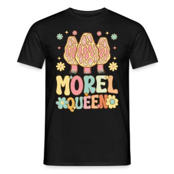 Funny Mycologist Female Mushroom Lover - Men's T-Shirt - black - Front - AI Model Male 178 light (178cm)