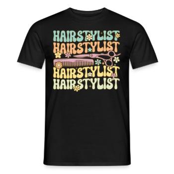 Groovy Friseur - Männer T-Shirt - Schwarz - Vorne - AI Model Male 178 light (178cm)