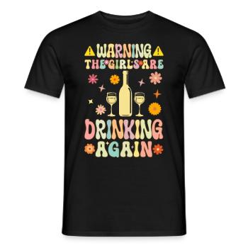 Groovy Wine Drinking - Men's T-Shirt - black - Front - AI Model Male 178 light (178cm)