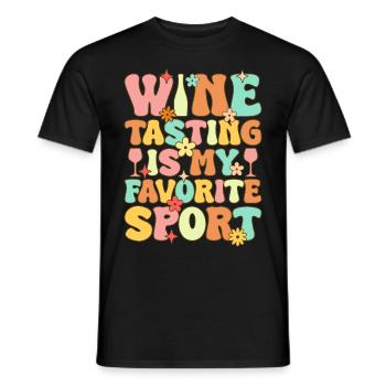 Groovy Wine Drinking - Men's T-Shirt - black - Front - AI Model Male 178 light (178cm)
