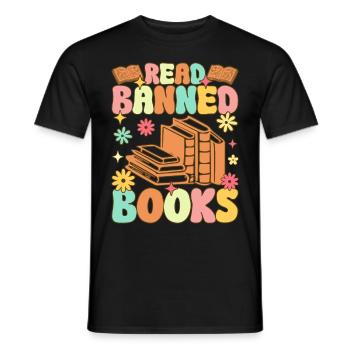Groovy Book Reader - Men's T-Shirt - black - Front - AI Model Male 178 light (178cm)