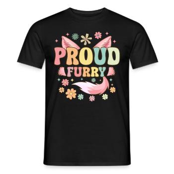 Groovy Furry Fandom Fursuit Fox - Men's T-Shirt - black - Front - AI Model Male 178 light (178cm)
