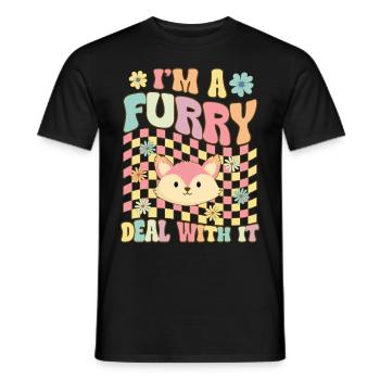 Groovy Furry Fandom Fursuit Fox - T-shirt homme - noir - Devant - AI Model Male 178 light (178cm)