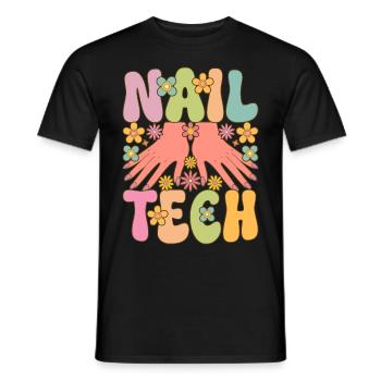 Groovy Nail Technician Nail Artist Wimpern - Männer T-Shirt - Schwarz - Vorne - AI Model Male 178 light (178cm)