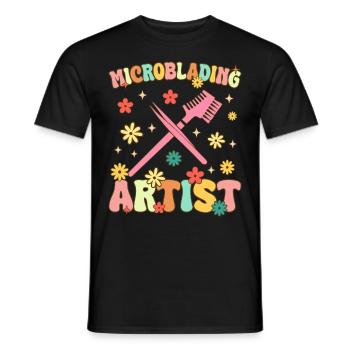 Groovy Lash Artist Lash Tech Eyelashes - Männer T-Shirt - Schwarz - Vorne - AI Model Male 178 light (178cm)