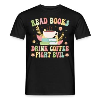 Groovy Book Reader - Men's T-Shirt - black - Front - AI Model Male 178 light (178cm)
