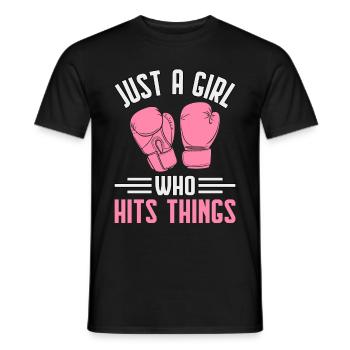 Nur ein Mädchen, das Dinge trifft - Männer T-Shirt - Schwarz - Vorne - AI Model Male 178 light (178cm)