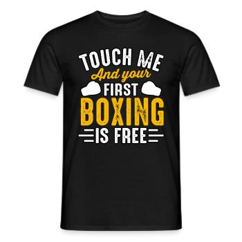 Berühre mich und dein erstes Boxen ist kostenlos - Männer T-Shirt - Schwarz - Vorne - AI Model Male 178 light (178cm)