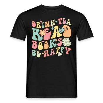 Groovy Book Reader - Men's T-Shirt - black - Front - AI Model Male 178 light (178cm)
