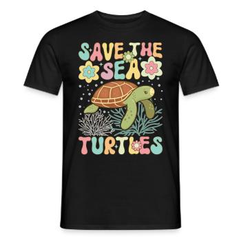 Amoureux des tortues groovy - T-shirt homme - noir - Devant - AI Model Male 178 light (178cm)
