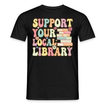Groovy Book Reader Librarian - Men's T-Shirt - black - Front - AI Model Male 178 light (178cm)