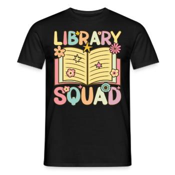 Groovy Book Reader Librarian - Men's T-Shirt - black - Front - AI Model Male 178 light (178cm)