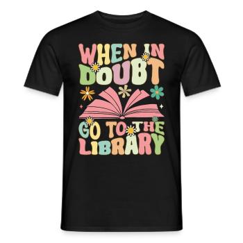 Groovy Book Reader Librarian - Men's T-Shirt - black - Front - AI Model Male 178 light (178cm)