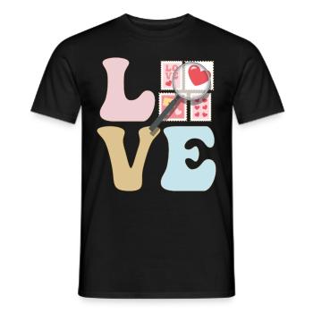 LOVE Stamp Collector Stamp Collecting - Men's T-Shirt - black - Front - AI Model Male 178 light (178cm)