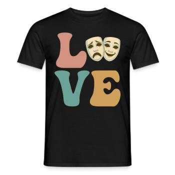LOVE Theater Drama Komödie Maskentheater - Männer T-Shirt - Schwarz - Vorne - AI Model Male 178 light (178cm)