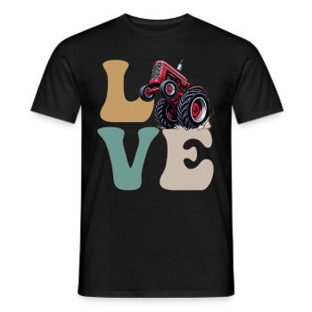 LOVE Tractor Pulling Tractor Driver Farmer Farming - Men's T-Shirt - black - Front - AI Model Male 178 light (178cm)