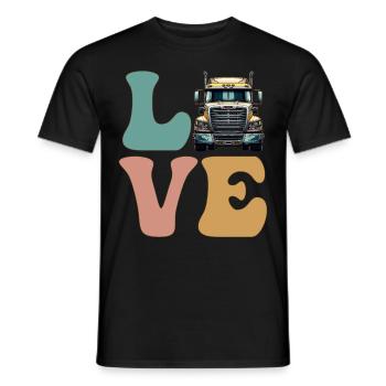 LOVE Trucker Truck Driver - Men's T-Shirt - black - Front - AI Model Male 178 light (178cm)