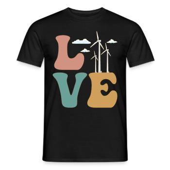 LOVE Wind Turbine Technician Energy Wind Power Plant - Men's T-Shirt - black - Front - AI Model Male 178 light (178cm)